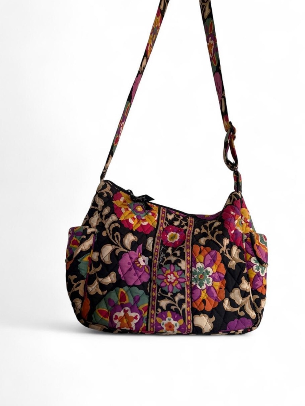 Vera Bradley Suzani Quilted Floral Crossbody Shoulder Bag - Black Multi